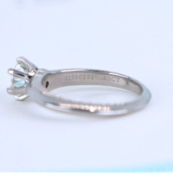 19927 Tiffany & Co. Platinum 0.60ct Round I VVS1 Diamond Engagement Ring Size 4 - Picture 7 of 7